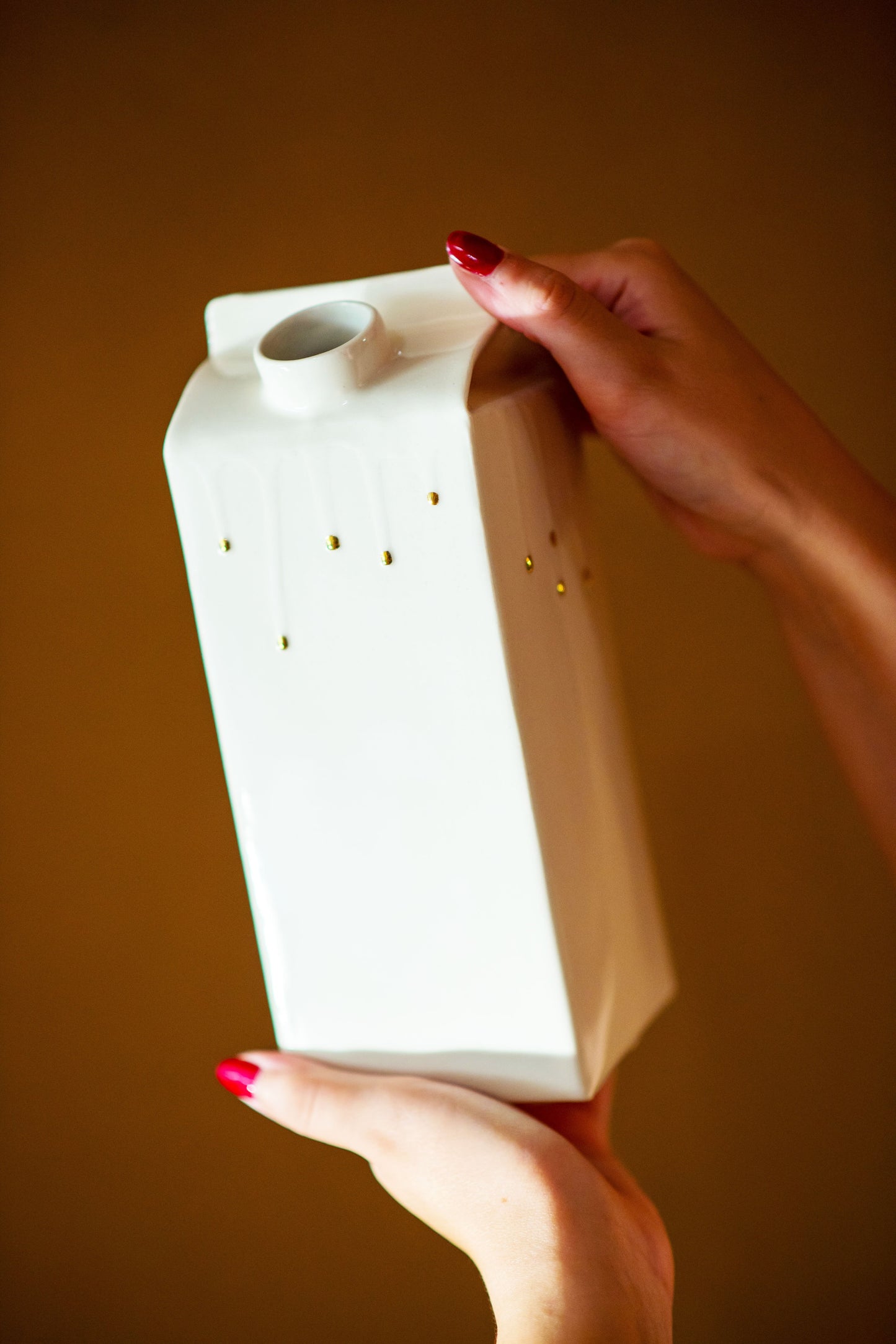 White milk jug hand painted with 22k genuine gold luster drops - Limited Edition - ZLATNAporcelain