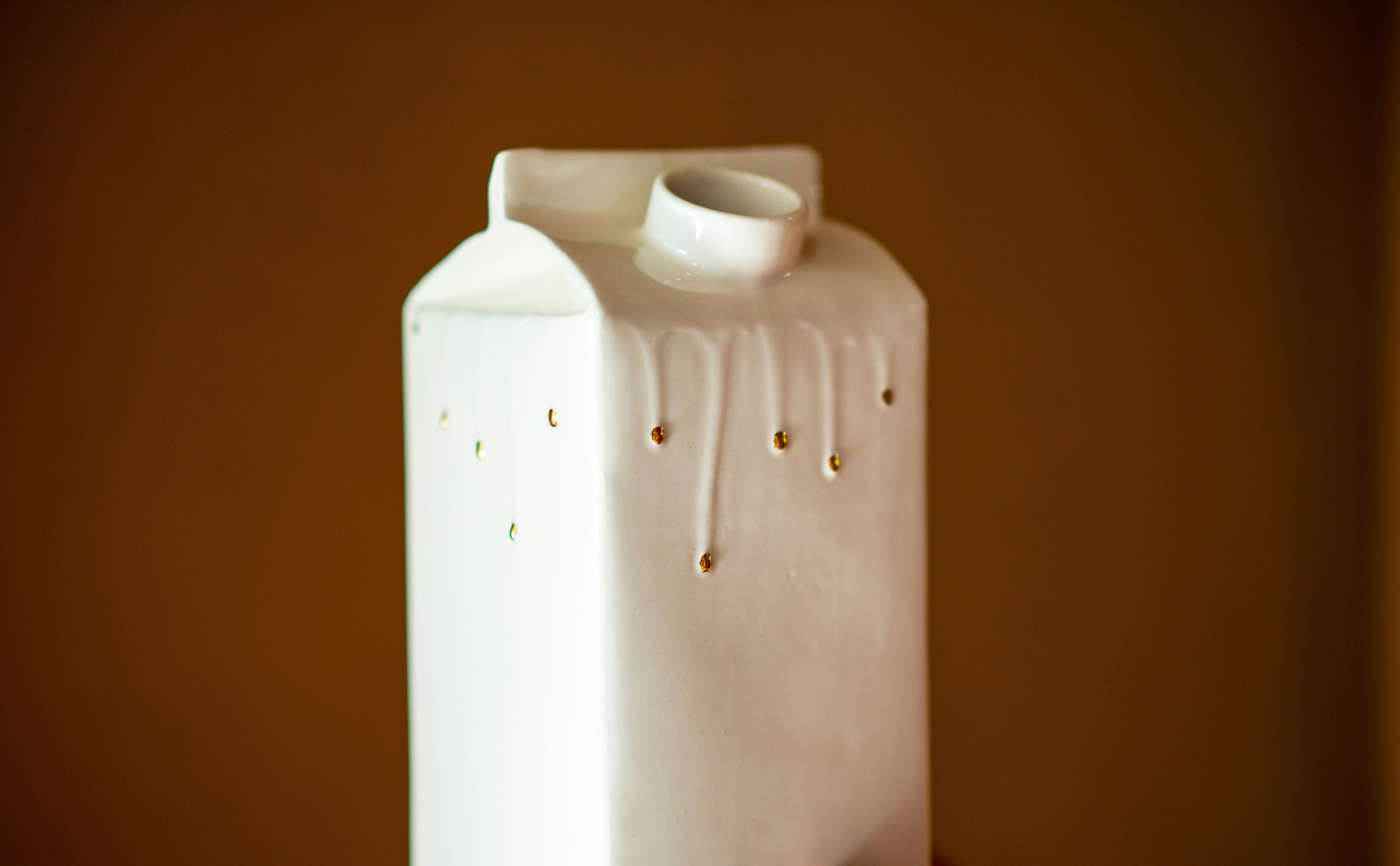 White milk jug hand painted with 22k genuine gold luster drops - Limited Edition - ZLATNAporcelain