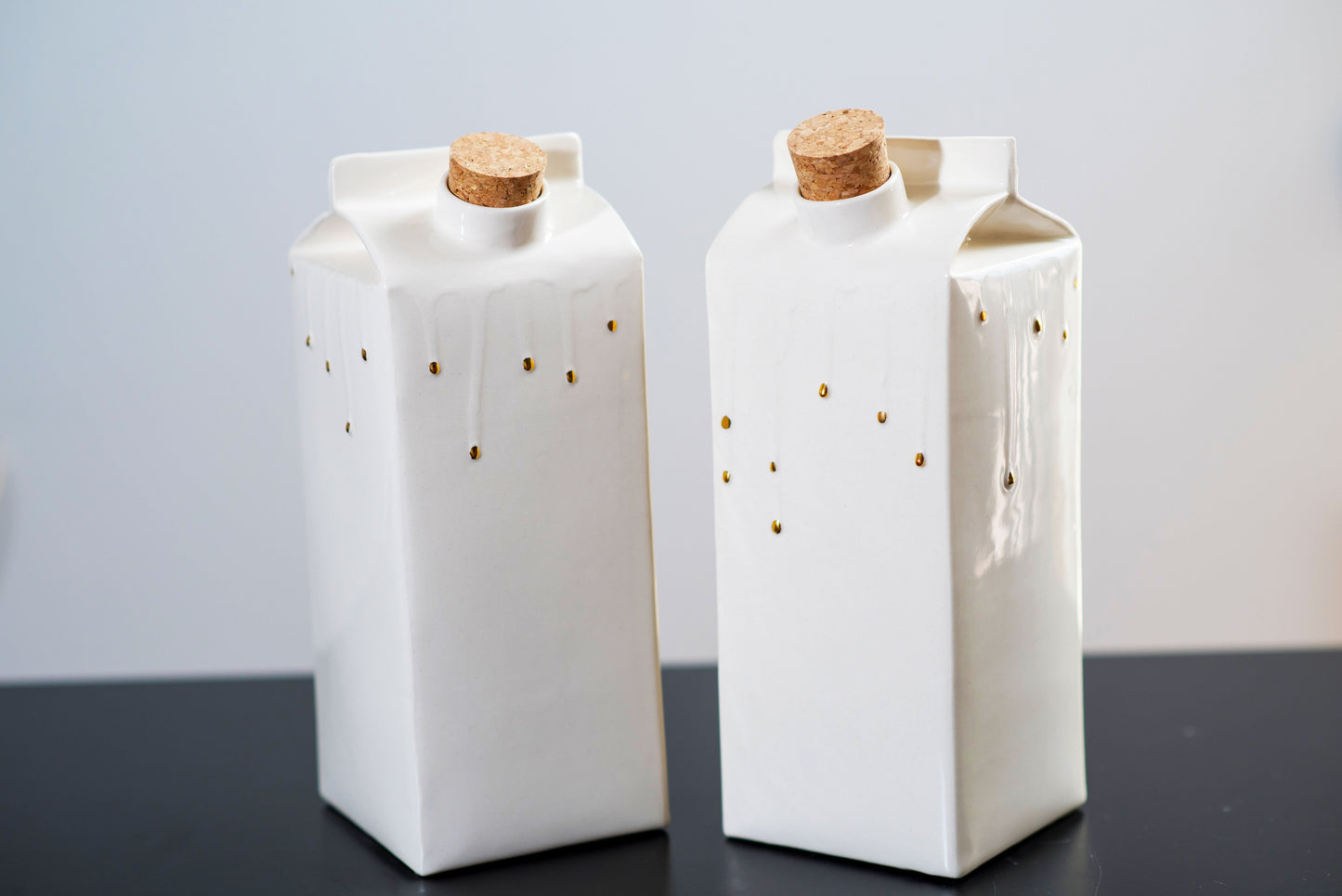 White milk jug hand painted with 22k genuine gold luster drops - Limited Edition - ZLATNAporcelain