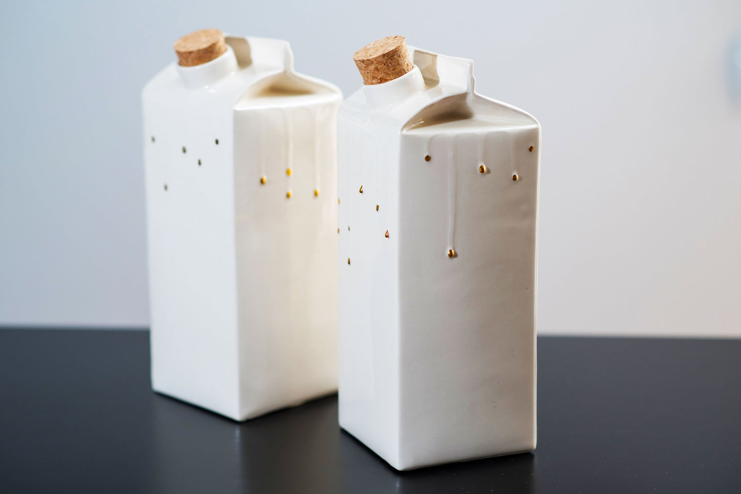 White milk jug hand painted with 22k genuine gold luster drops - Limited Edition - ZLATNAporcelain