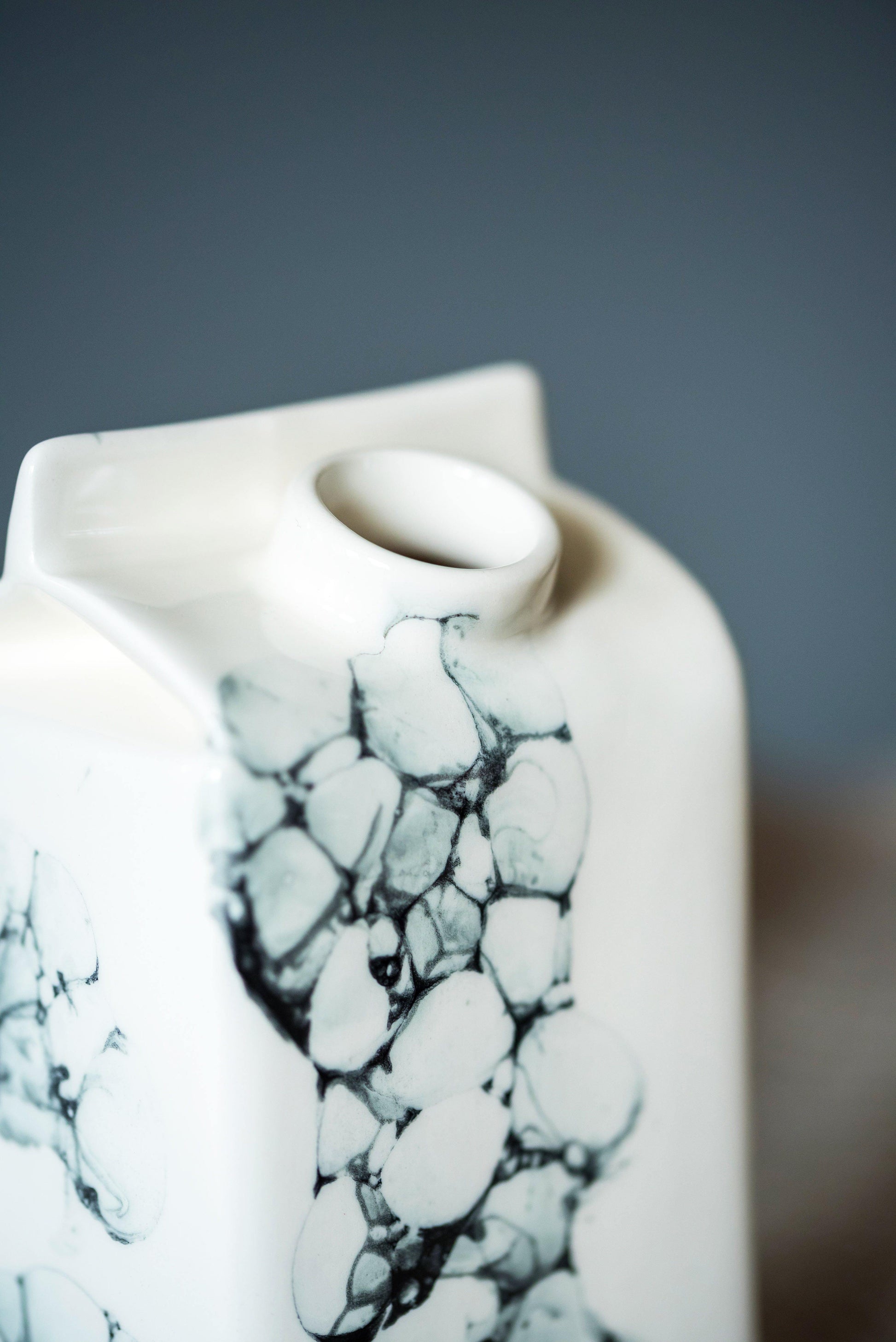 Small porcelain milk bottle with black bubbles - ZLATNAporcelain