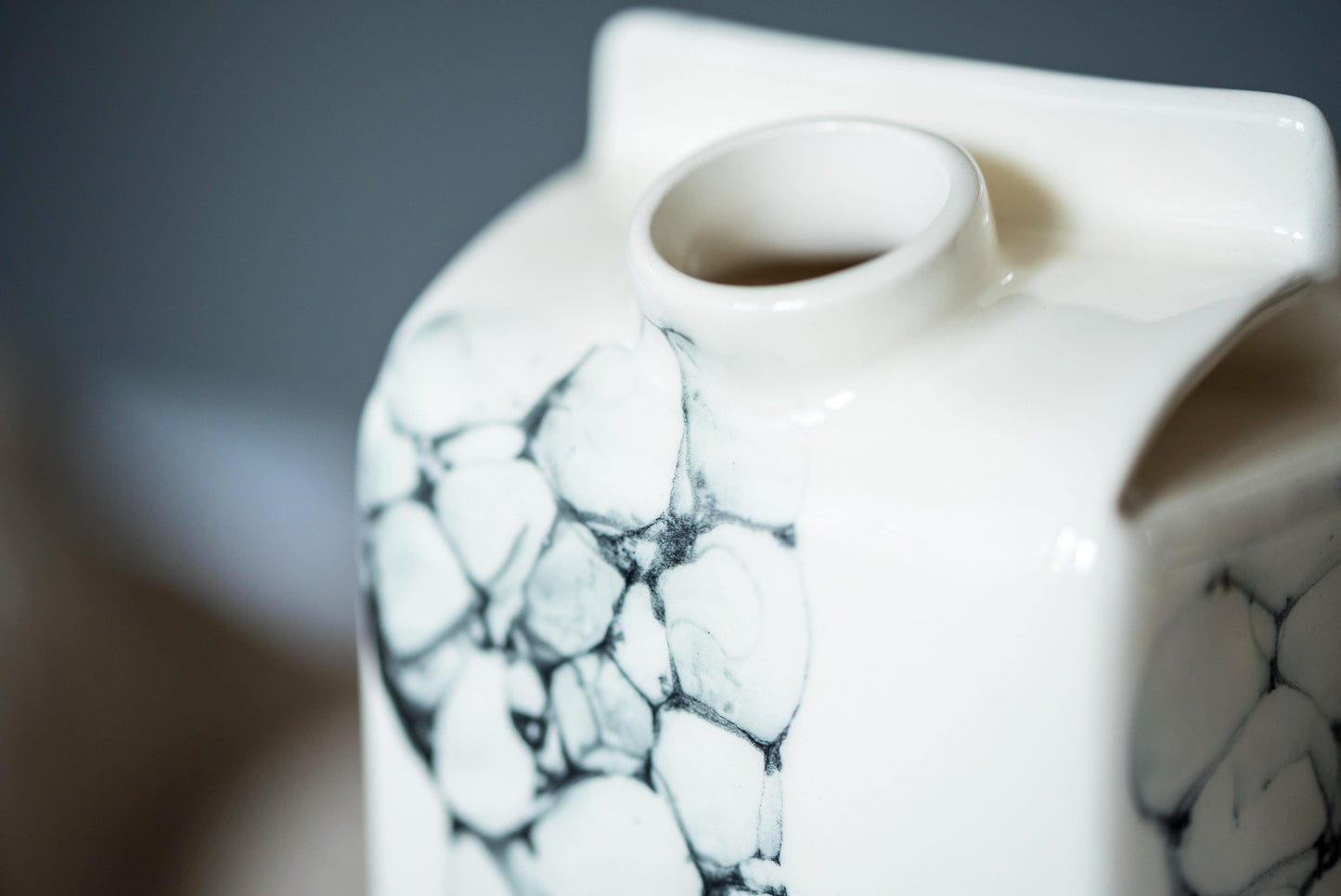 Small porcelain milk bottle with black bubbles - ZLATNAporcelain